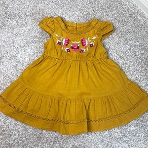 Genuine Kids OshKosh Mustard Floral Dress I Size 12m